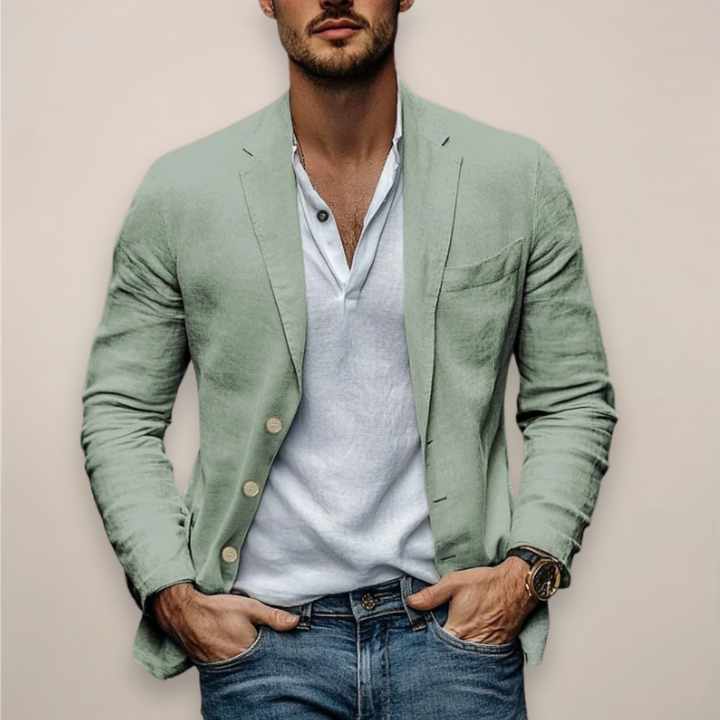 Vielseitiges Herren Freizeit Sakko für Frühling & Sommer, bequem und stilvoll für Büro oder Outdoor.