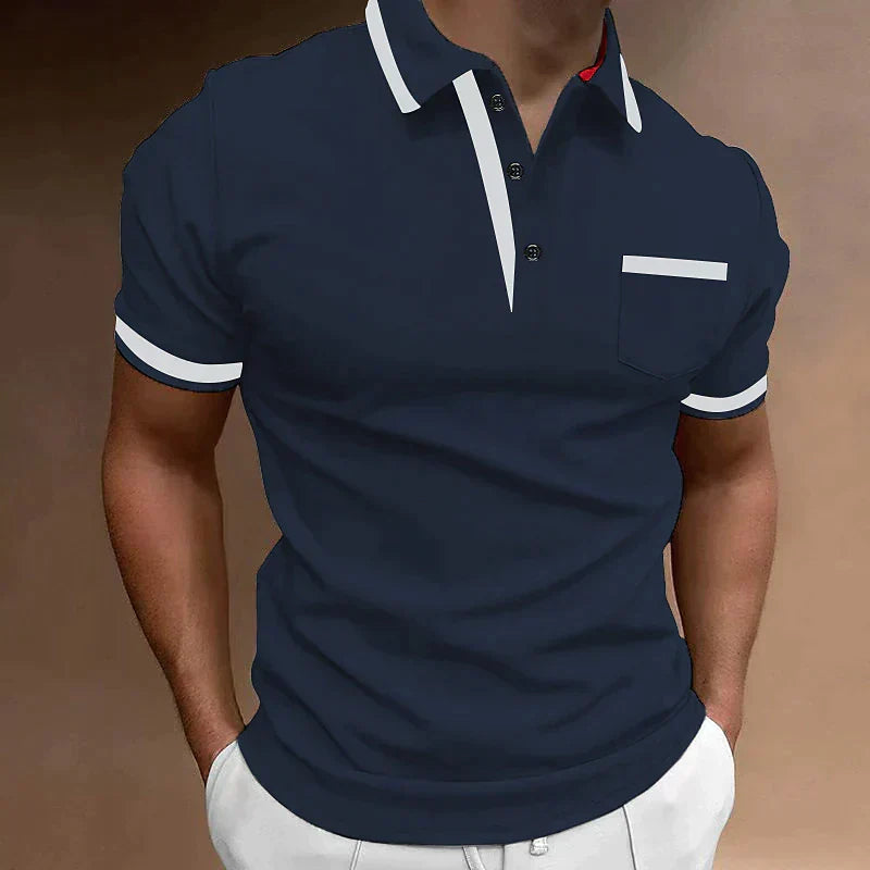 Komfortables Herren Kurzarm Poloshirt, V-Ausschnitt, perfekt für Freizeit & sportlichen Sommer-Look.