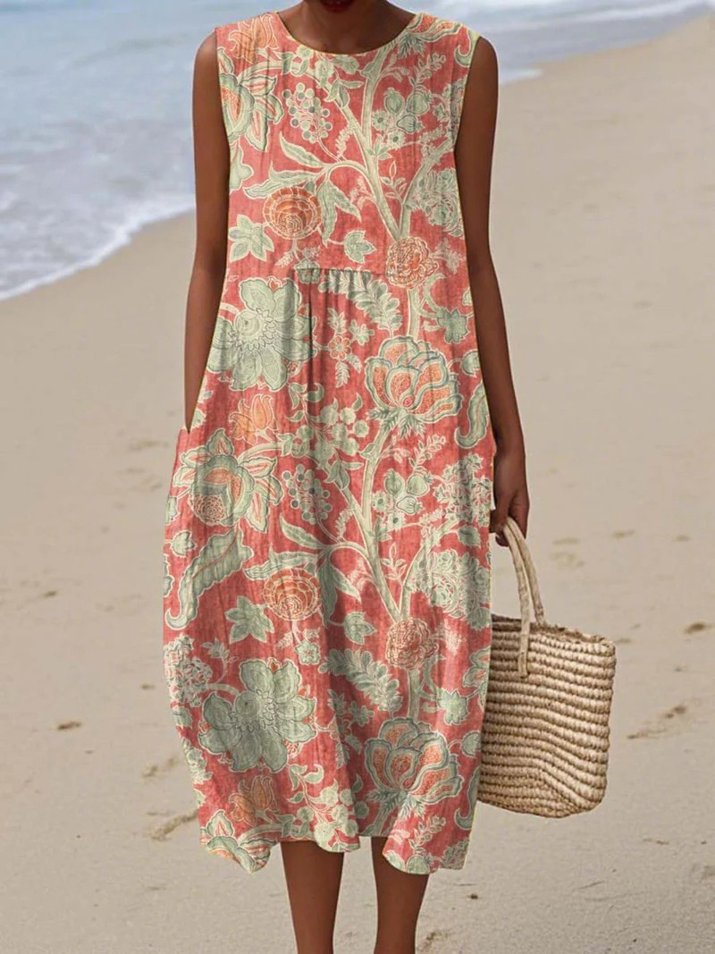 Leichtes Damen Strandkleid Ella, elegantes Sommerkleid, figurfreundliches Maxikleid. Ideal als Reise- & Alltagskleid.