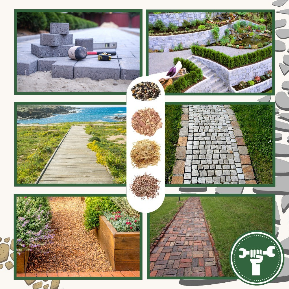 Landschaftskleber für den Außenbereich. Fixiert Mulch, Kies & Sand dauerhaft für ordentliche Gärten & Wege.