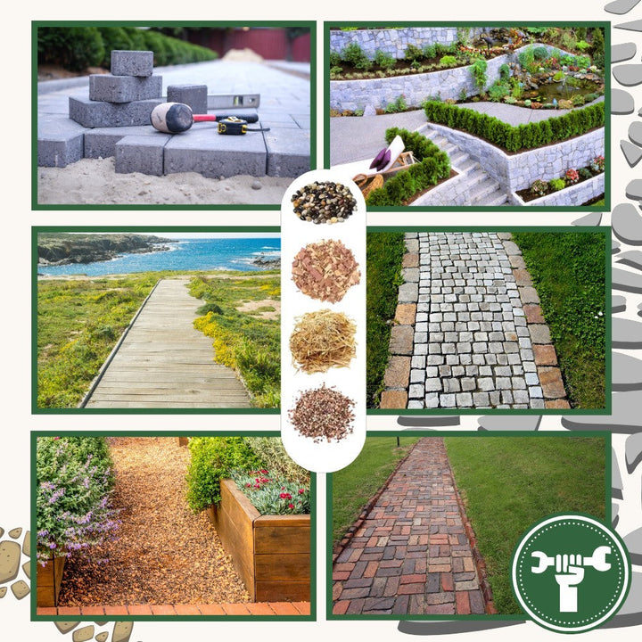 Landschaftskleber für den Außenbereich. Fixiert Mulch, Kies & Sand dauerhaft für ordentliche Gärten & Wege.
