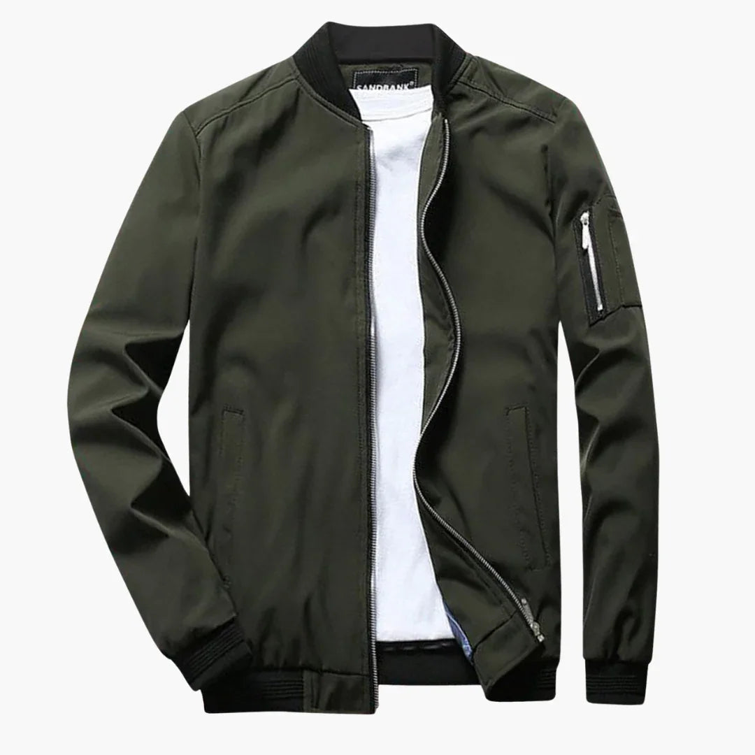 Stylische Herren Bomberjacke Slim Fit in Schwarz für Frühling & Sommer. Leichte Übergangsjacke für Männer.