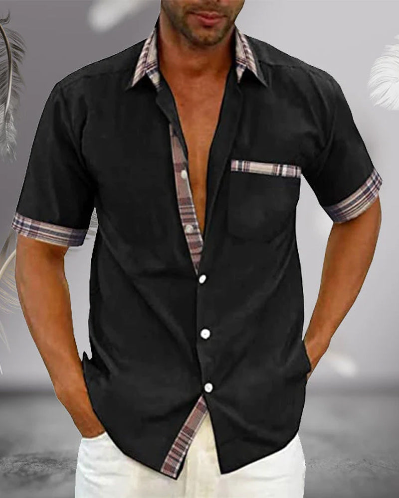 Hochwertiges, weiches Herren Kurzarmhemd mit feiner Textur. Perfekt für Sommerkomfort.