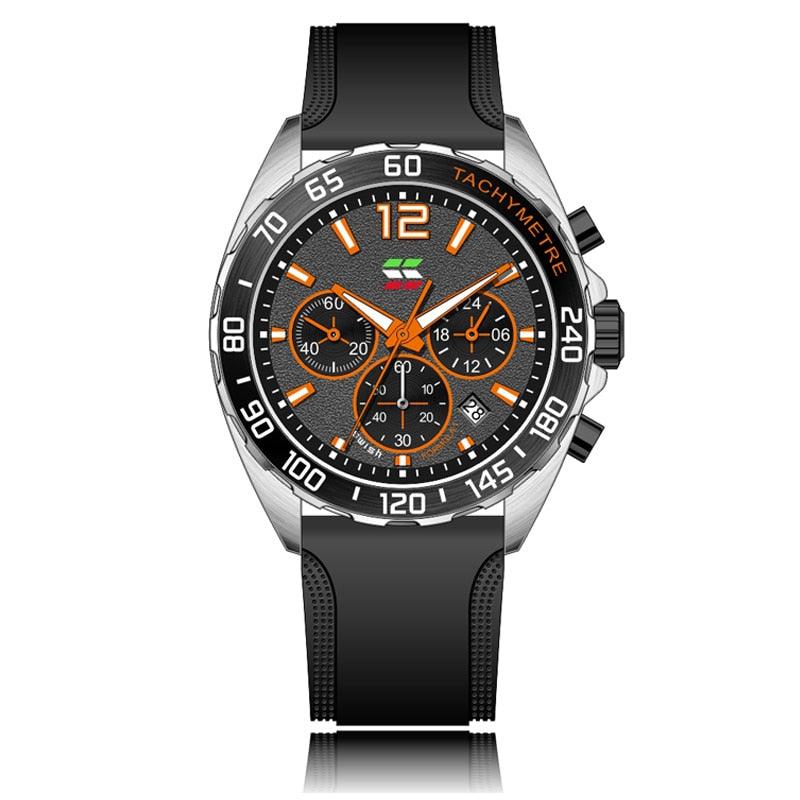 Elegante Herren Sport Chronograph Quarzuhr mit robustem Edelstahlarmband und präzisem Quarzwerk.