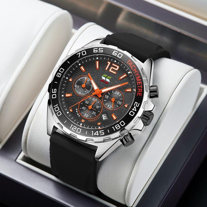 Präzise Herren Quarzuhr Chronograph, ideal für Sport & Business, mit stabilem Edelstahlarmband.