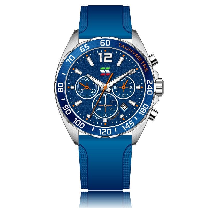 Herren Sportuhr Chronograph in dynamischer Aktion, wasserfest und präzise für jede Aktivität.
