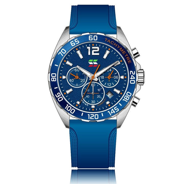 Herren Sportuhr Chronograph in dynamischer Aktion, wasserfest und präzise für jede Aktivität.