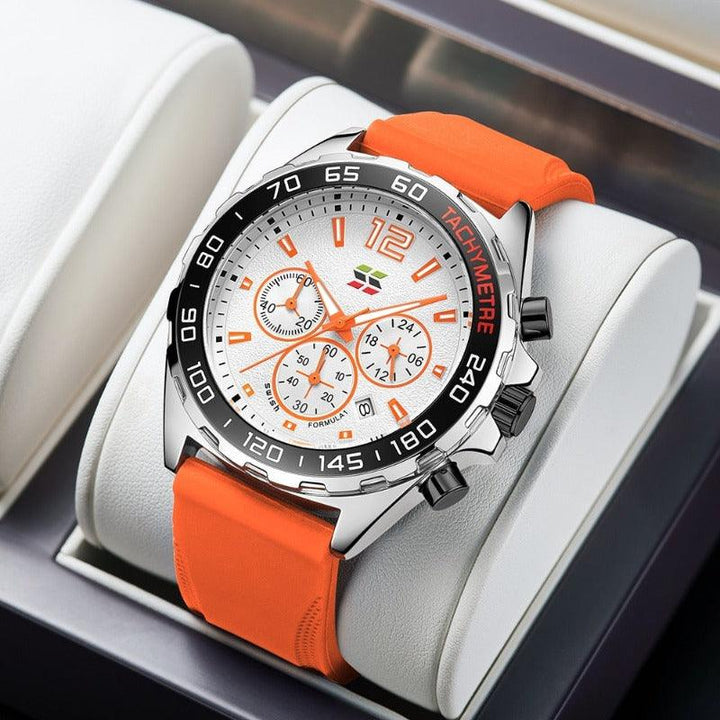 Robuste Edelstahluhr für Herren, Chronograph mit präzisem Quarzwerk, elegant und sportlich zugleich.