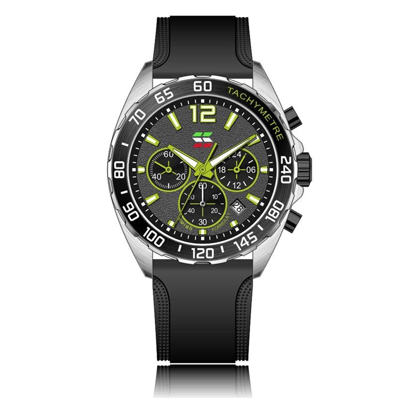 Herren Sport Chronograph Edelstahluhr am Handgelenk, zeigt Eleganz und Funktion im Alltag.