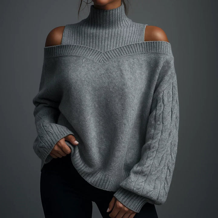 Damen-Oberteil mit Rollkragen und schulterfreiem Schnitt. Struktur-Design, bequem und stylisch für Freizeitlooks.