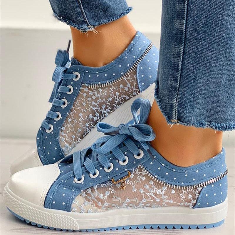Atmungsaktive & leichte Damen Schnürschuhe mit gepunktetem Muster für höchsten Komfort.