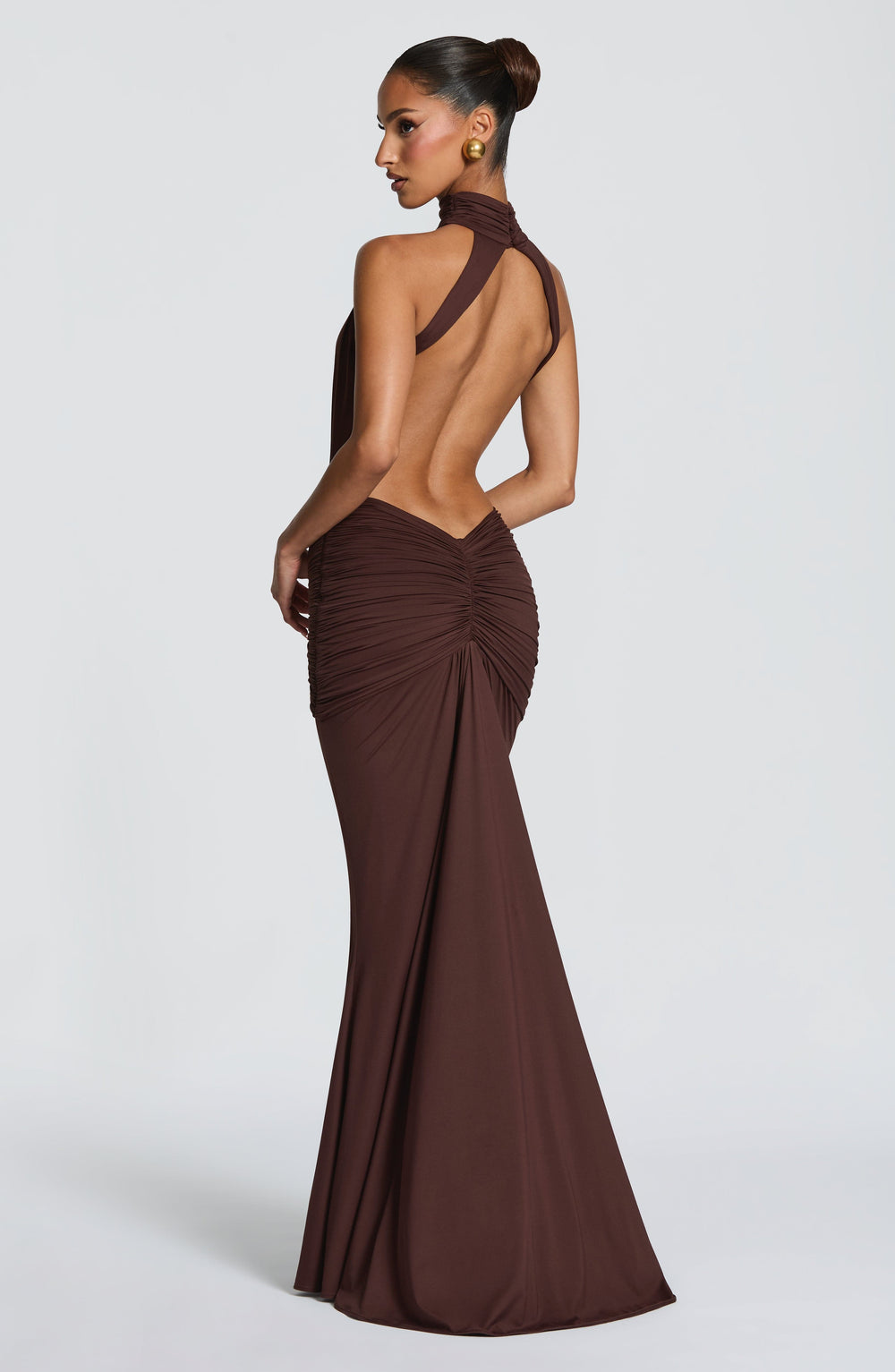 Rotes festliches Maxikleid, Neckholder Design, tiefer Rückenausschnitt, elegantes Damen Partykleid.