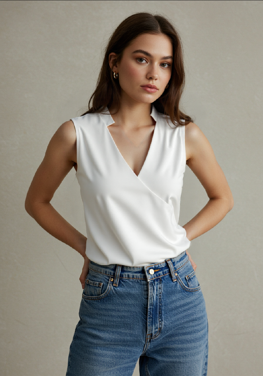 Figurbetontes Damen Oberteil, ärmellos, modisch für Sommer, Freizeit & festliche Anlässe.