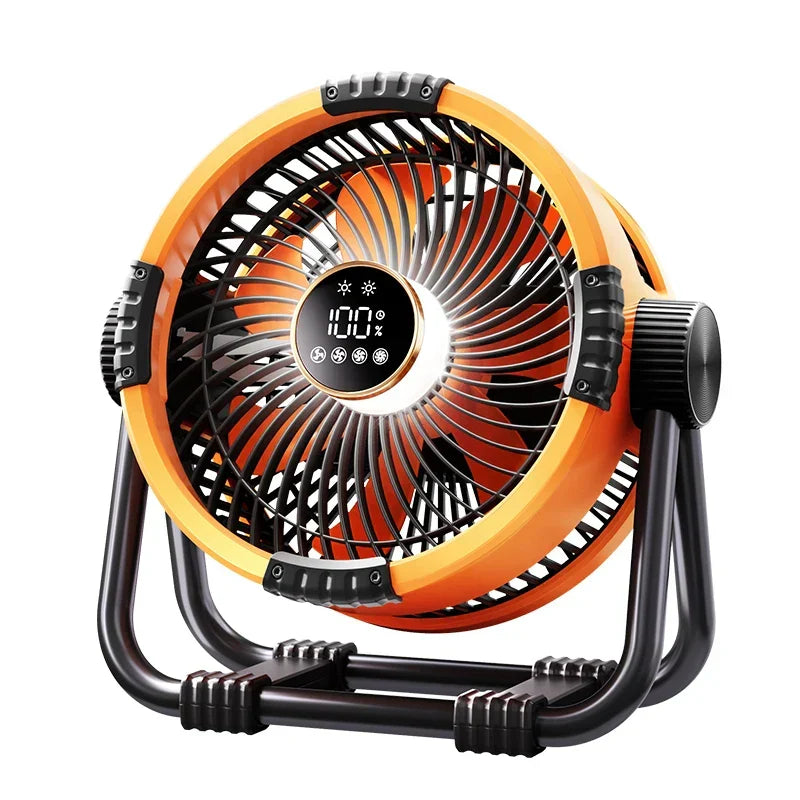 Tragbarer Campingventilator mit 20000mAh Akku, LED-Licht & Fernbedienung für Outdoor-Abenteuer.