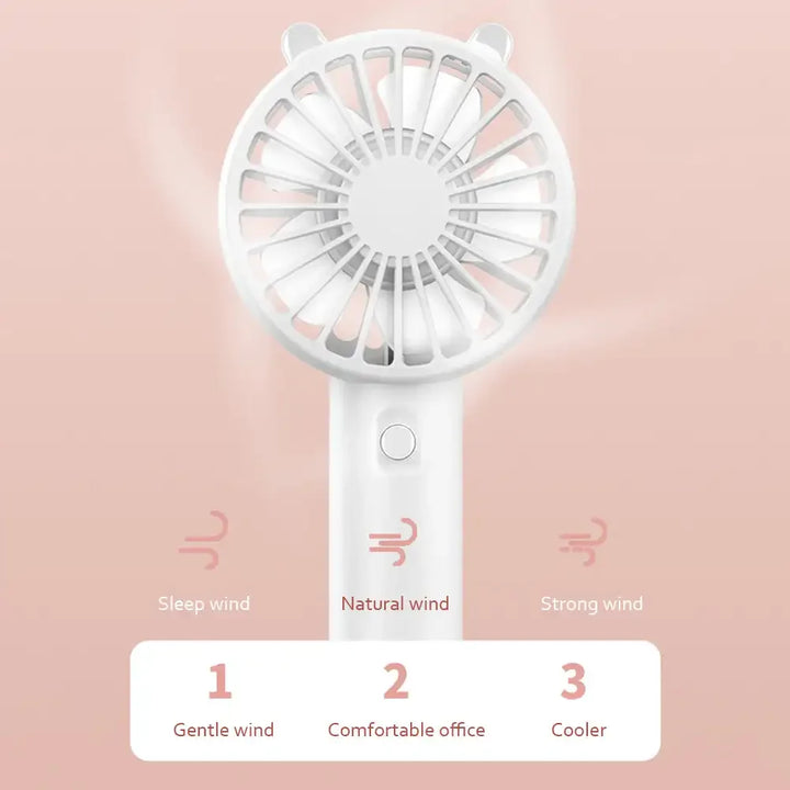 Stylischer Mini-Ventilator, USB-wiederaufladbar. Bietet sofortige Erleichterung vor Hitze, überall.