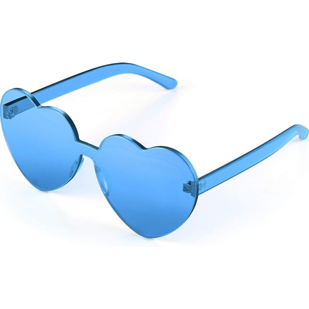 Klare, transparente Herz-Sonnenbrille randlos für Damen. Stylisch für Sommerurlaub & City-Trips.
