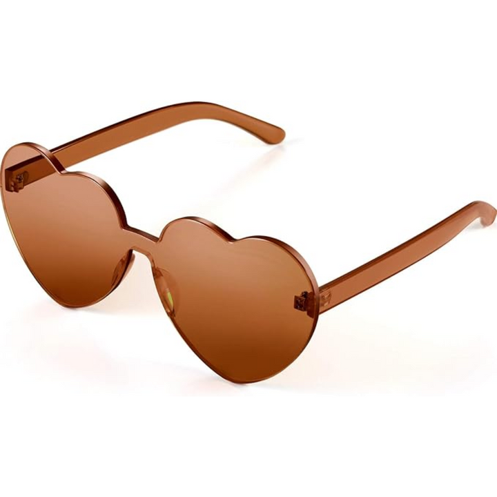 Leichte, randlose Herz-Sonnenbrille für Damen, transparent. Ideal für den ganzen Tag auf Festivals.