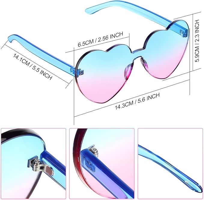 Fühle den Sommer! Transparente randlose Herz-Sonnenbrille für Damen. Dein stylisches Festival-Accessoire.