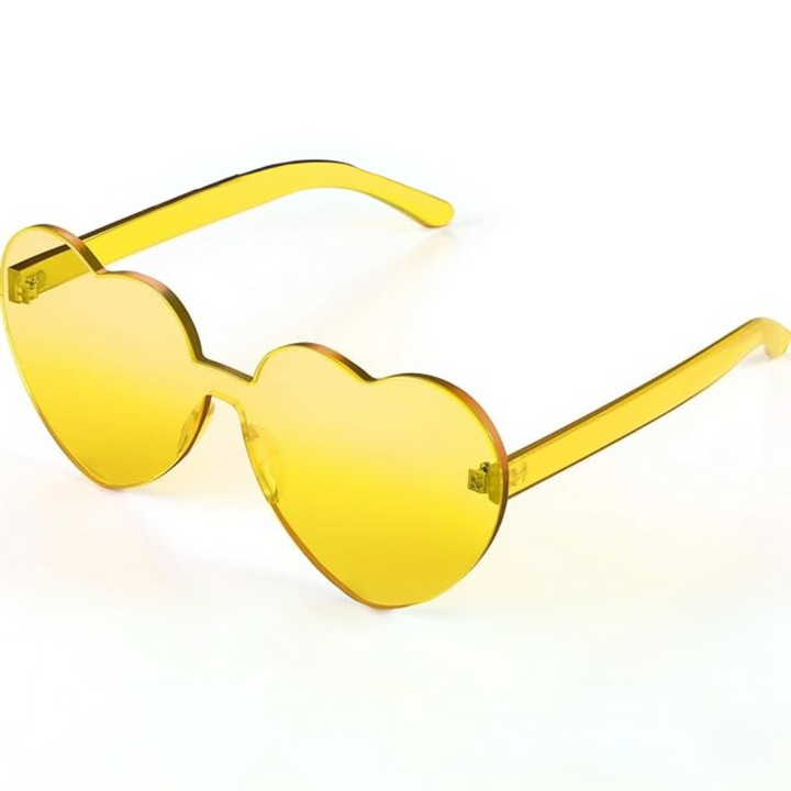 Stylische transparente Herz-Sonnenbrille randlos für Damen. Das Must-have für Festival & Strandurlaub.