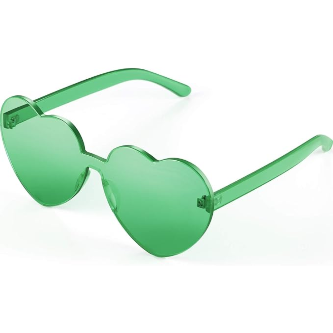 Transparente randlose Herz-Sonnenbrille für Damen. Perfekte Herzbrille für Sommer & Festivals.