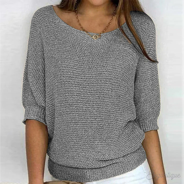 Übergangspullover Louisa für Damen. Eleganter Strickpullover mit Langarm, ideal für kühlere Tage und Freizeit.