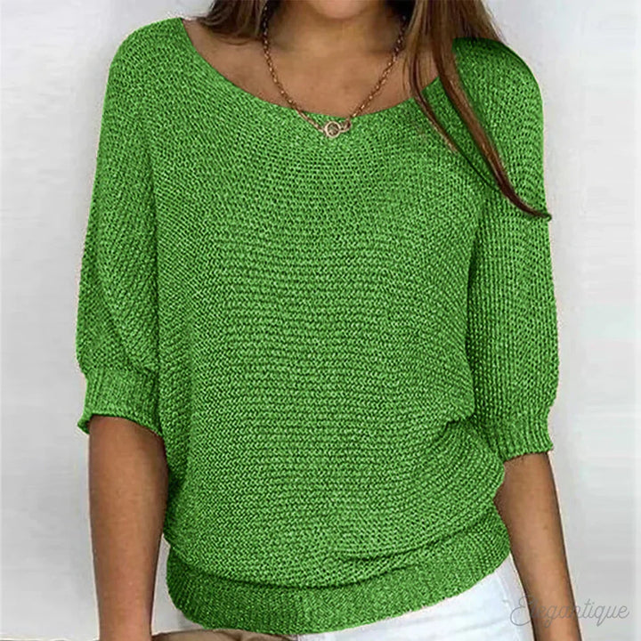 Damen Strickpullover Louisa kombiniert für einen eleganten Casual-Look. Vielseitiger Langarm-Pullover.