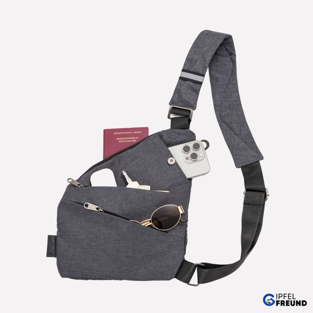 Robuste Umhängetasche unisex, wasserdicht und diebstahlsicher, für Outdoor-Abenteuer und Reisen.