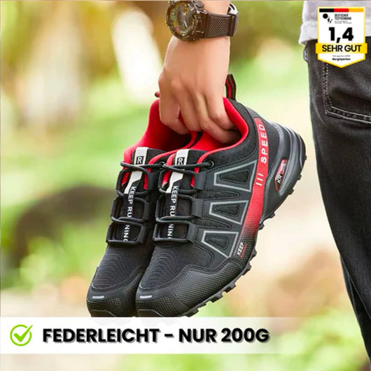 Bequeme ergonomische Wanderschuhe, unisex Modell, rutschfest für sichere Wanderungen in der Natur.