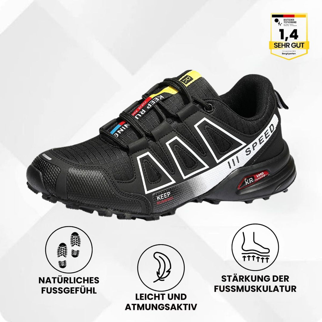 Ergonomische Trekkingschuhe für Herren & Damen, schmerzfrei & rutschfest; ideal für lange Wanderungen.