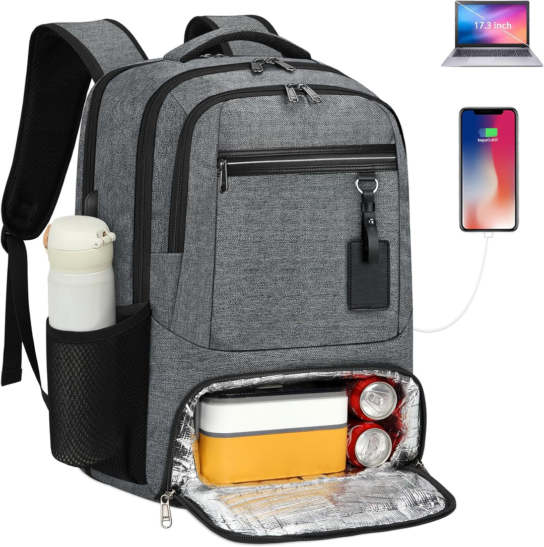 Unisex Laptop-Rucksack mit USB-Anschluss und Multi-Fächern für Arbeit, Schule und Reise.