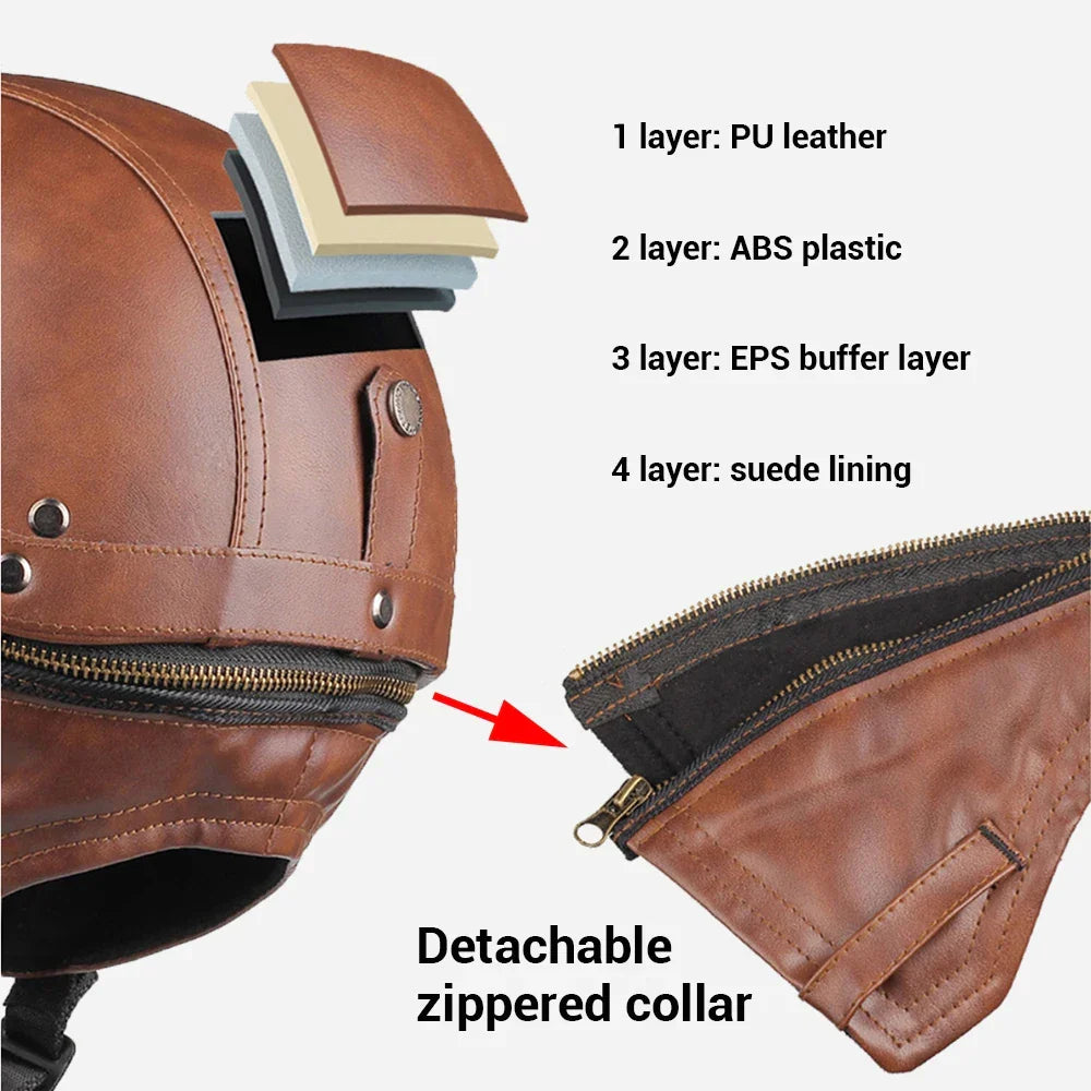 Veilige DOT-gecertificeerde motorhelm, retro design, biedt optimale bescherming en comfort voor elke rijder.