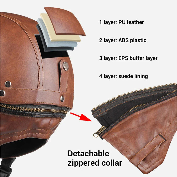 Veilige DOT-gecertificeerde motorhelm, retro design, biedt optimale bescherming en comfort voor elke rijder.