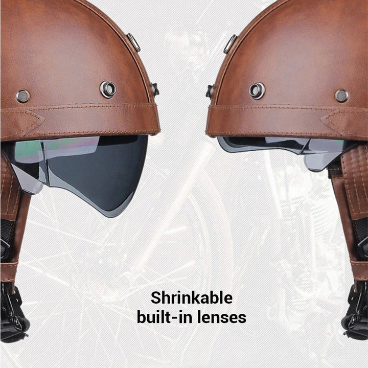 Stijlvolle retro motorhelm met vintage uitstraling, perfect voor heren en dames, DOT-goedgekeurd voor veilig rijden.