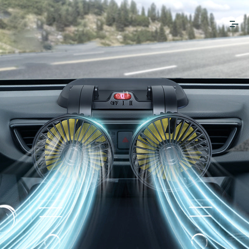 Leiser 12V/24V USB Autolüfter, doppelt, für angenehme Kühlung im Auto.