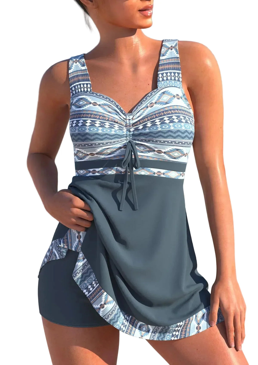 Damen Tankini Set mit hoher Taille. Stilvolle Bademode für Strand & Pool, zweiteiliger Schwimmanzug für Komfort & Eleganz.