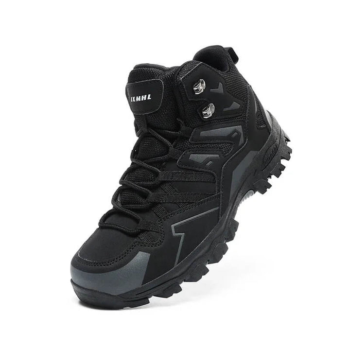 Schwarze Damen Wanderschuhe, minimalistisch, leicht & flexibel für Barfußgefühl.