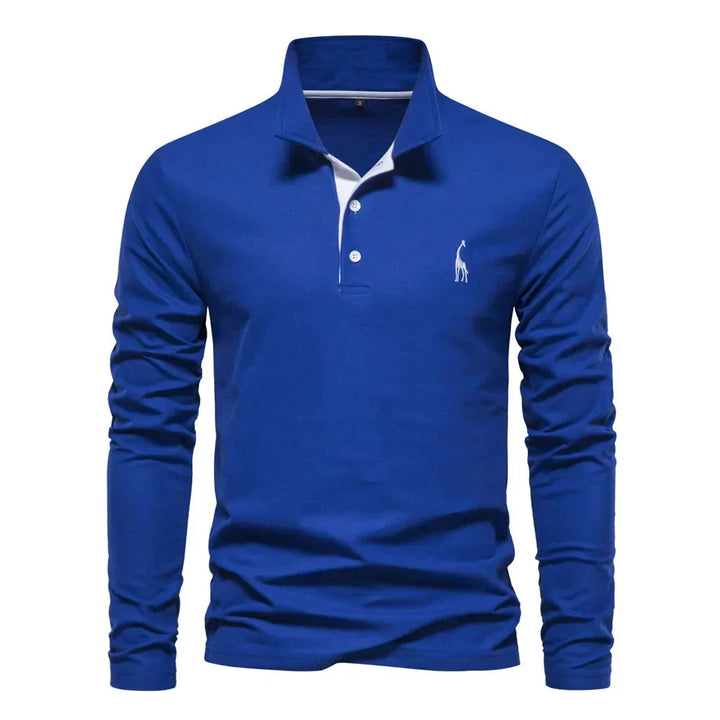 Modisches Herren Langarm Poloshirt, kombiniert für einen smarten Freizeit-Look; bequemes & elegantes Oberteil.