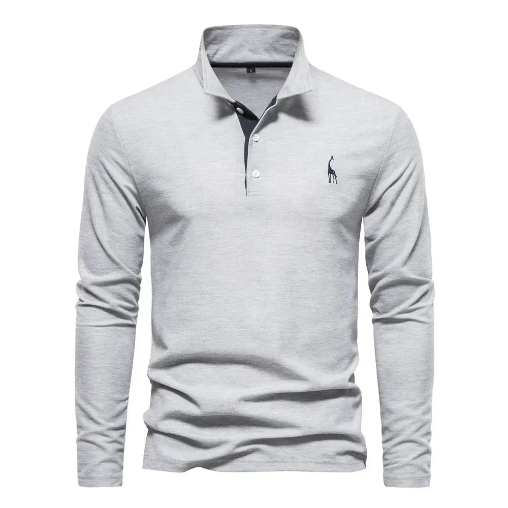 Hochwertiges Herren Langarm Polohemd mit feiner Textur; robustes & pflegeleichtes Business Casual Oberteil.