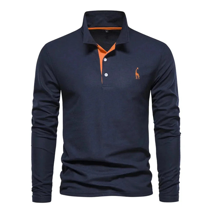 Langarm Poloshirt für Herren; bequemes & vielseitiges Oberteil, ideal für Übergangszeiten und kühlere Tage.
