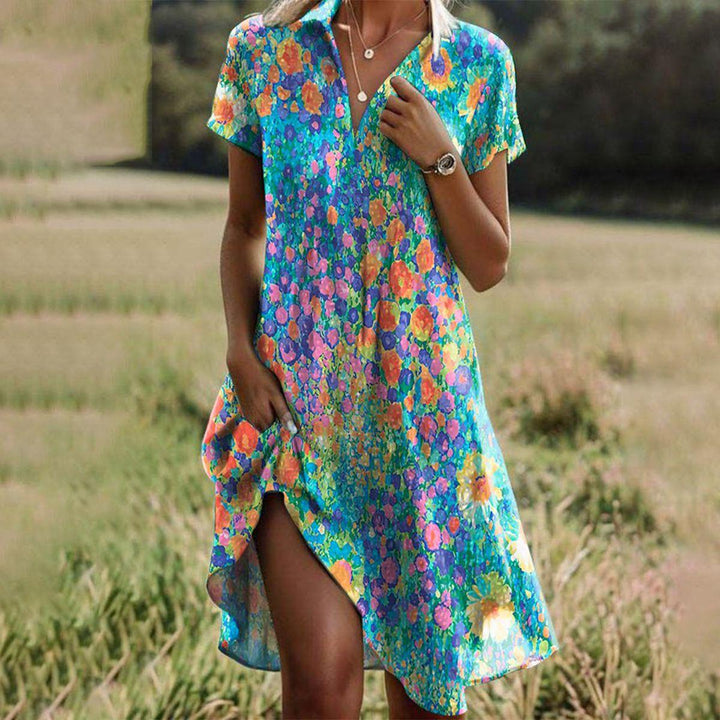 Vera Damen Sommerkleid, farbenfroh und luftig leicht, ideal für Freizeit, Strand und Alltag.