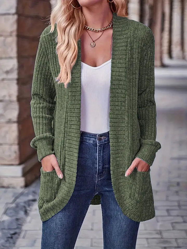 Warme Damen Strickjacke, locker geschnittener Cardigan, ideal für gemütliche Herbst- & Wintertage.