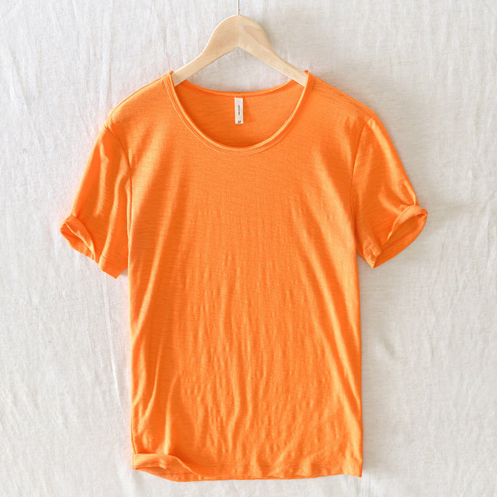 Herren Basic T-Shirt in Dunkelblau. Klassisches Mayer-Boutique Komfort Shirt für Alltag und Männer Mode.