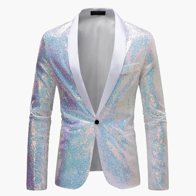 Vorderansicht Herren Pailletten Sakko. Glitzernder Blazer für festliche Anlässe, Party & Gala. Elegantes Statement-Stück.