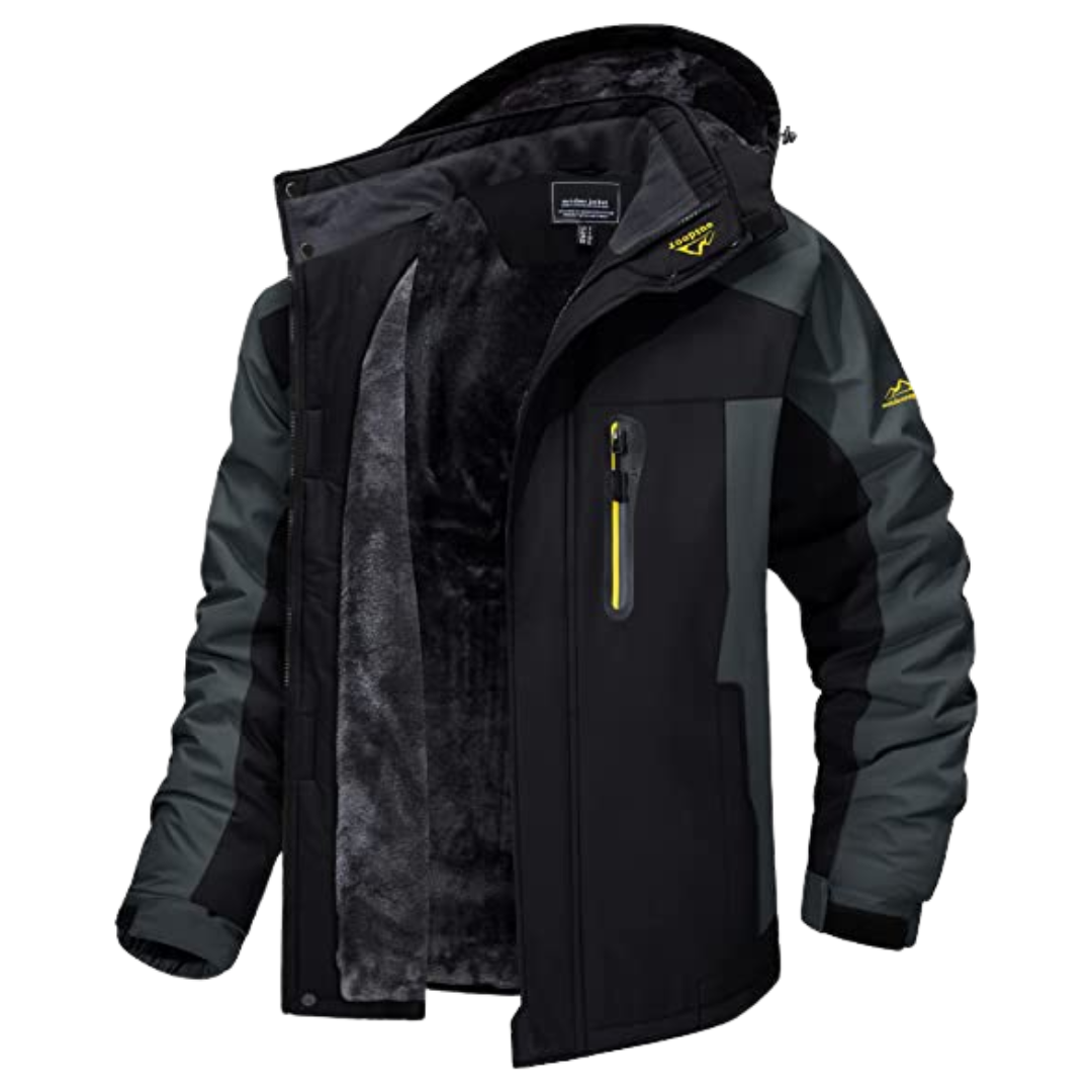 Stylische, winddichte Herren Outdoorjacke mit Kapuze. Wetterfeste Übergangsjacke für Herrenmode.