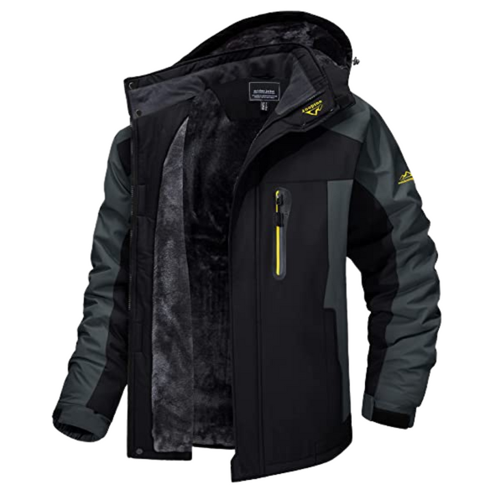 Stylische, winddichte Herren Outdoorjacke mit Kapuze. Wetterfeste Übergangsjacke für Herrenmode.