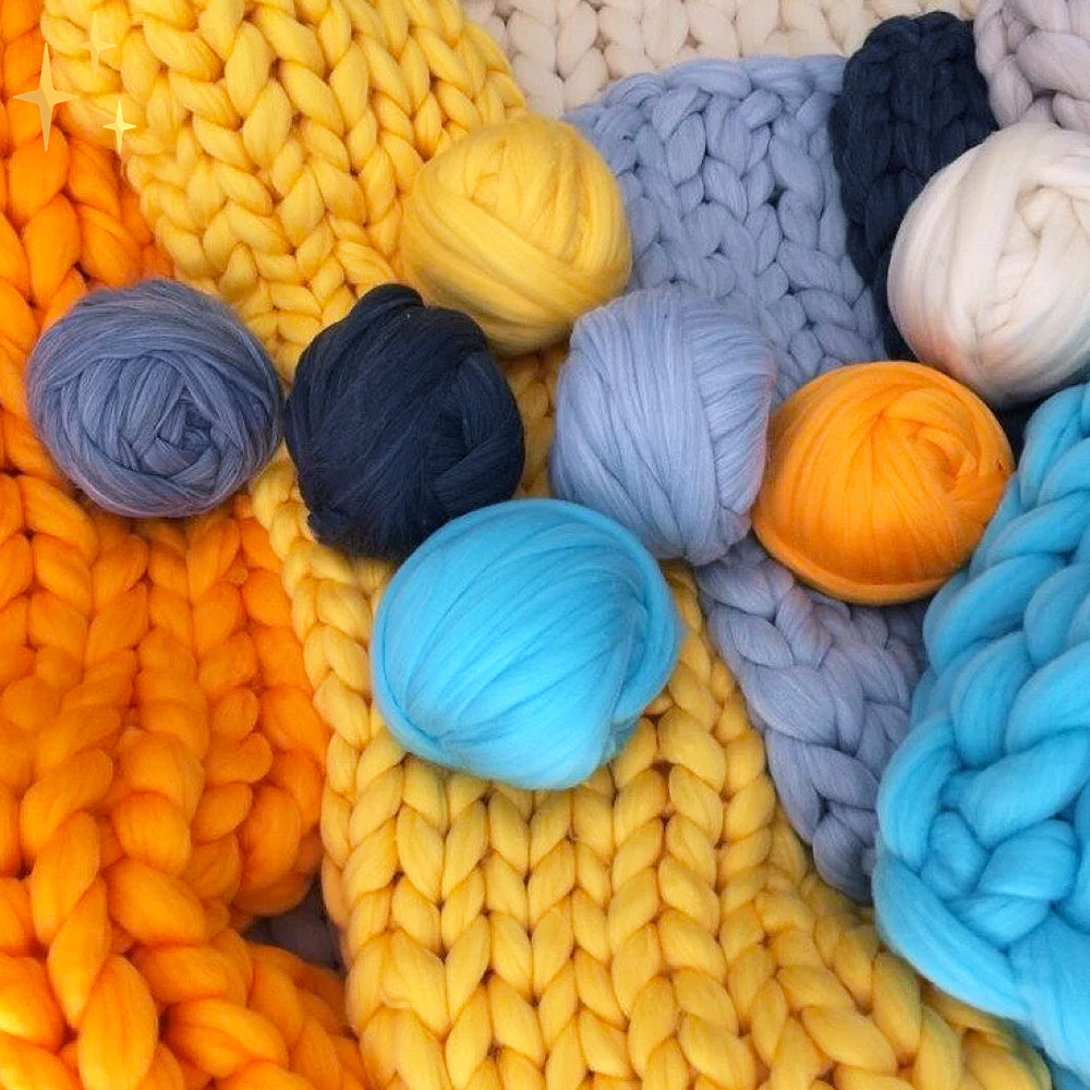 Weiches XXL Chunky Garn 1000g LuxaWool, perfekt für das Stricken von einzigartigen Wohnaccessoires.