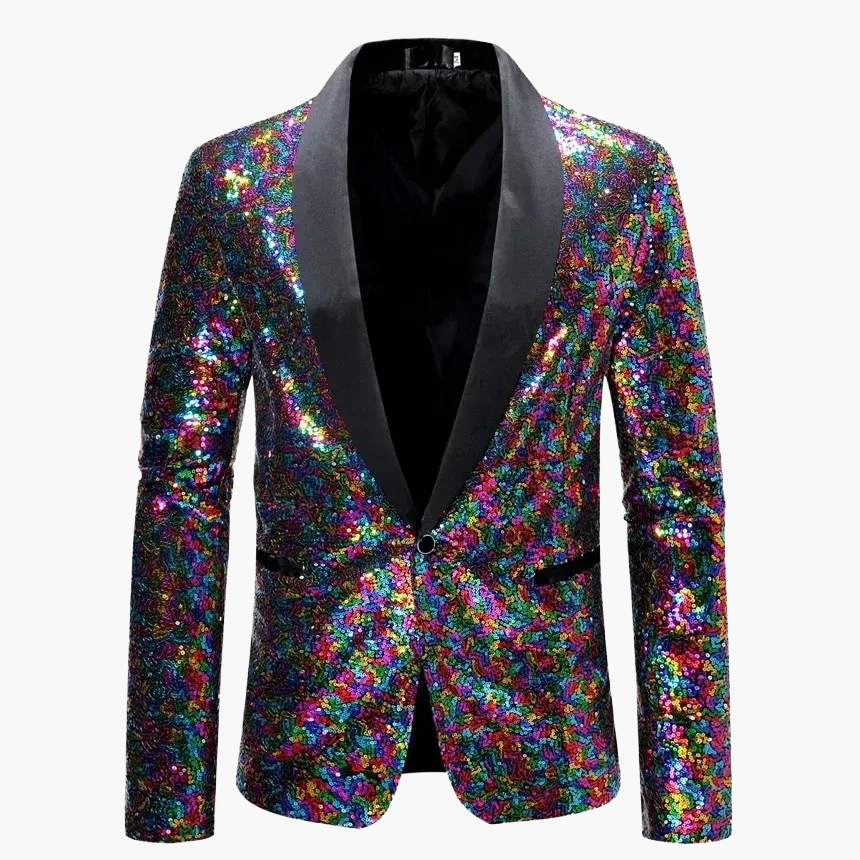 Auffälliges Herren Pailletten Sakko. Glamouröser Glitzer Blazer für Party, Event und besondere festliche Anlässe.