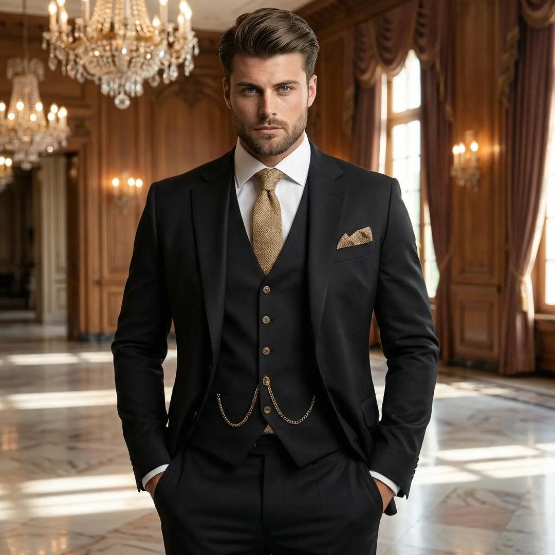 Yannick Herren Slim Fit Dreiteiler Anzug für Business, Hochzeit & festliche Anlässe. Modern & stilvoll.