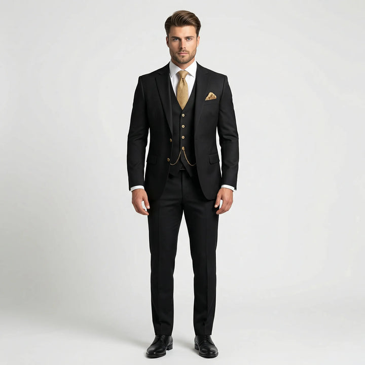 Eleganter Herren Dreiteiler Anzug im Slim Fit, perfektes Anzugset für Business & formelle Anlässe.