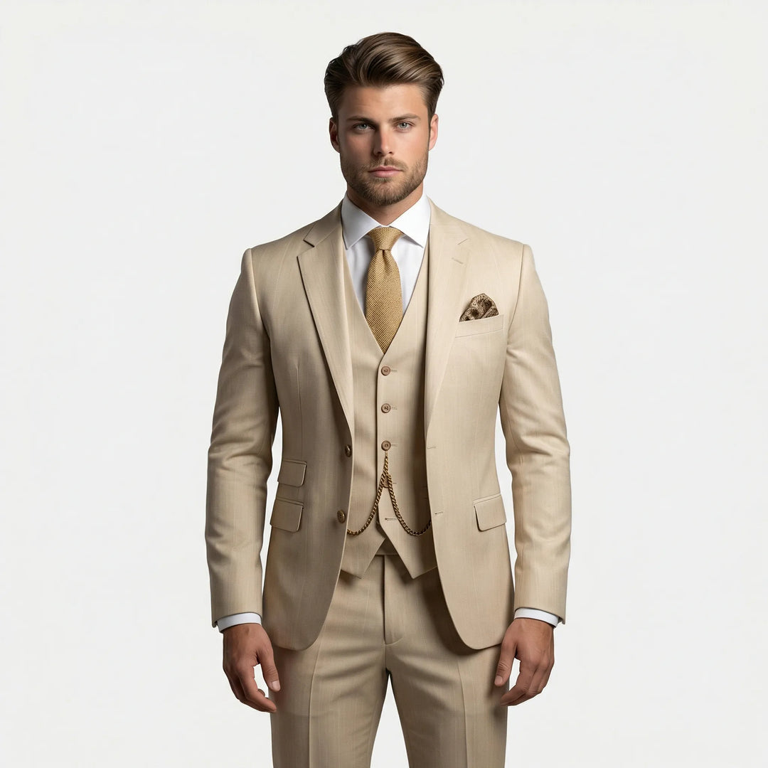Moderner Herren Businessanzug "Yannick" als Slim Fit Dreiteiler, für seriöse Auftritte & Konferenzen.